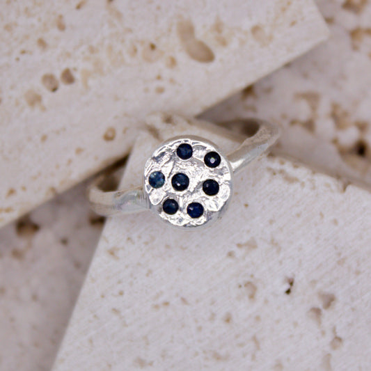 Sapphire Confetti Disc Ring