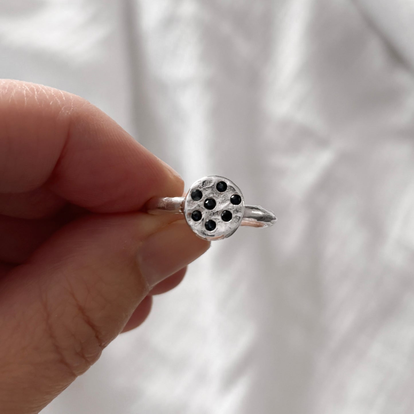 Sapphire Confetti Disc Ring