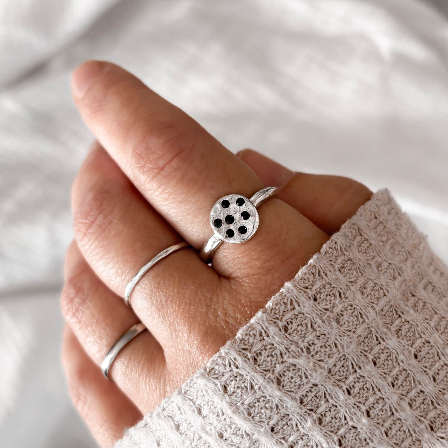 Sapphire Confetti Disc Ring